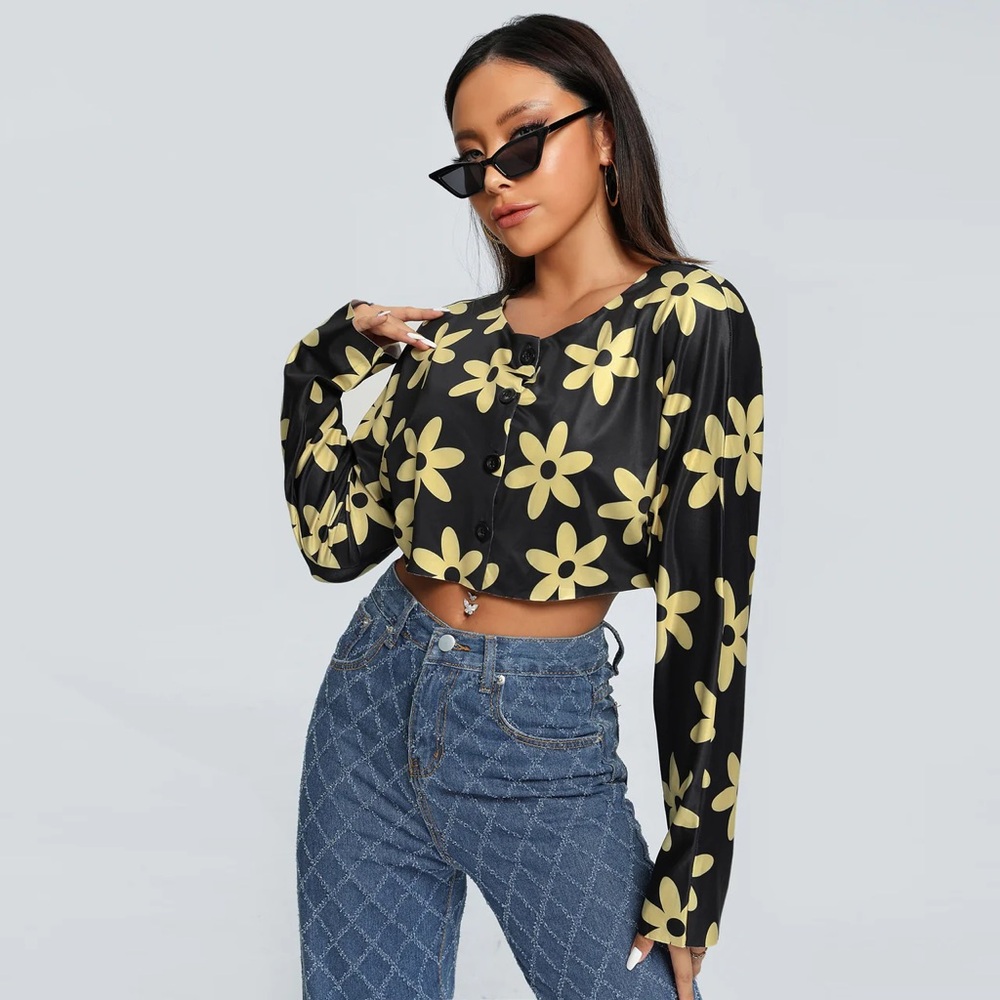 Black Floral Women's Top